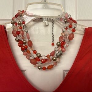 White House Black Market Coral Statement Necklace